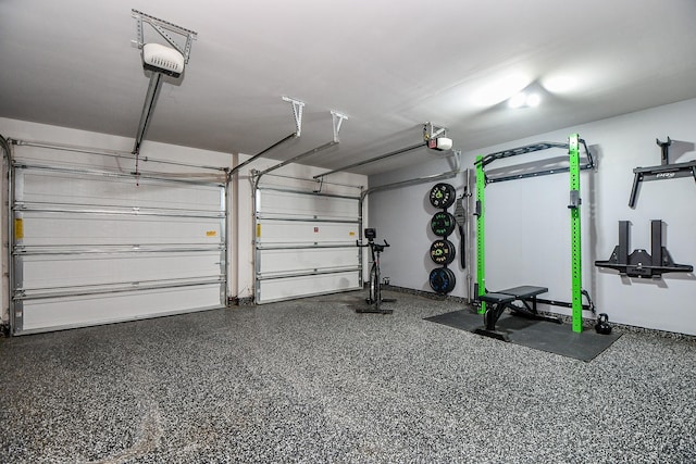 garage with a garage door opener