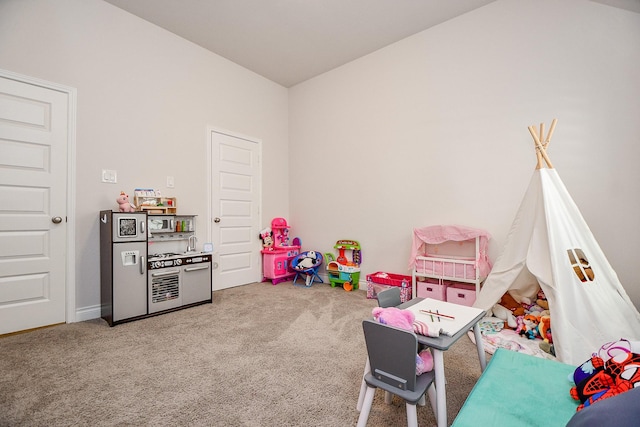 game room with carpet flooring