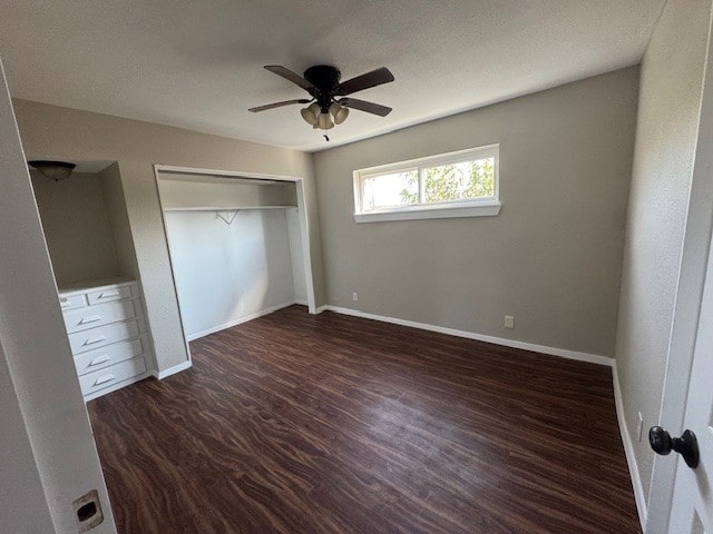 4706 Yellowstone Blvd, Houston, TX 77021 - unfurnished bedroom with wood finished floors, baseboards, ceiling fan, a closet, and a textured ceiling