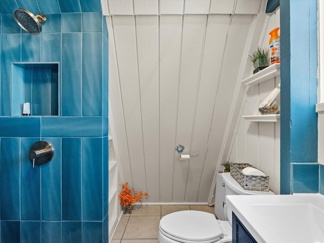 109 Beach Dr, Surfside Beach, TX 77541 - full bath with vanity, toilet, tile patterned flooring, and a shower