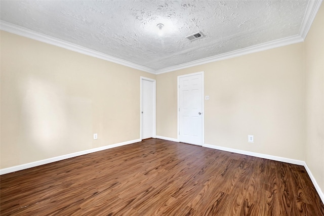 8639 Pearl Point St, Houston, TX 77044 - empty room with dark wood-style floors, a textured ceiling, and ornamental molding