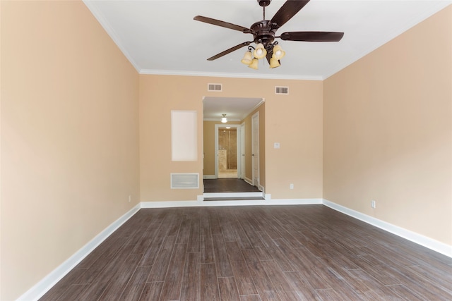 148 Sugarberry Cir, Houston, TX 77024 - unfurnished room featuring ornamental molding, a ceiling fan, and visible vents