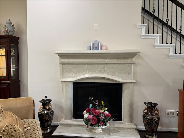 detailed view of a high end fireplace
