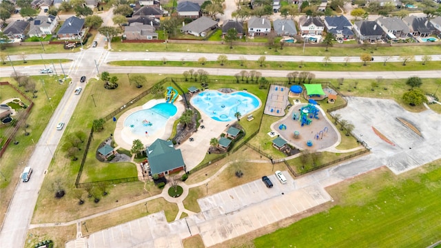 aerial view with a residential view