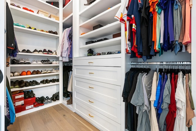 spacious closet with light wood finished floors