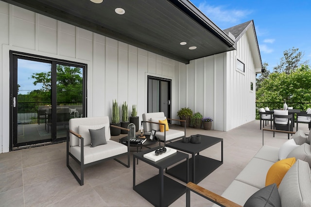 view of patio featuring an outdoor hangout area and outdoor dining area