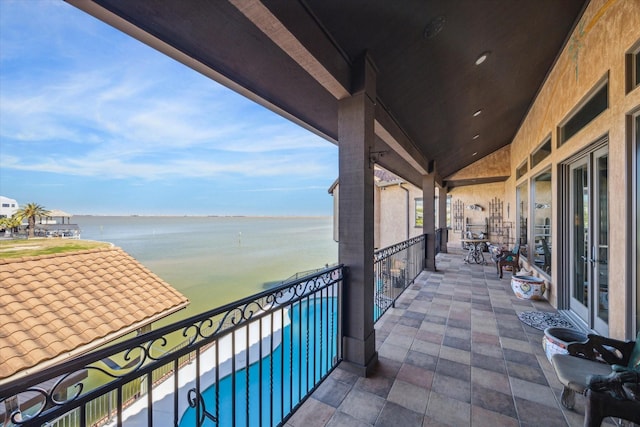 balcony with a water view
