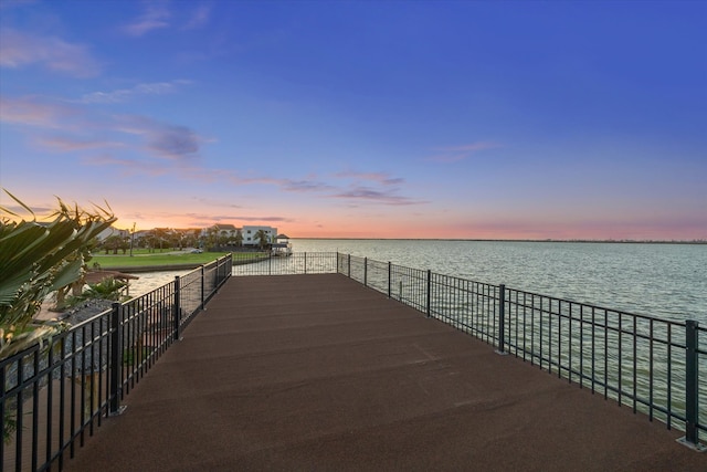 view of dock featuring a water view