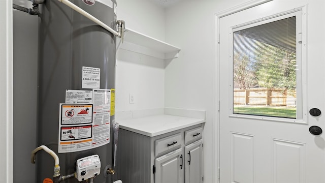 utility room featuring water heater