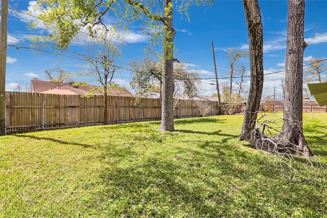 view of yard with a fenced backyard