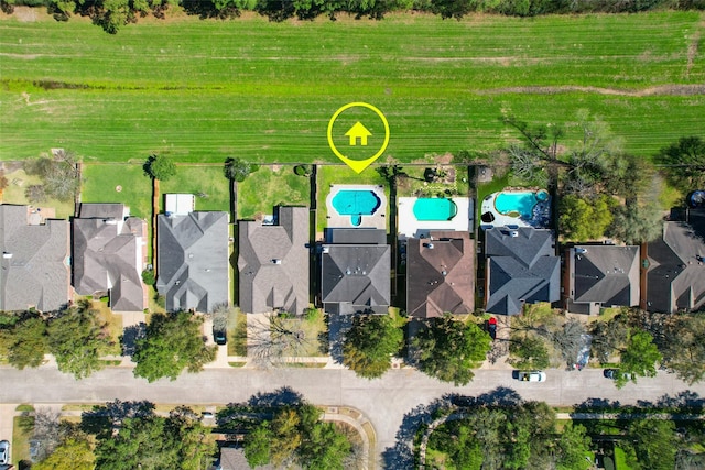 drone / aerial view with a residential view