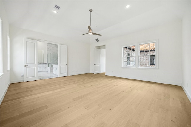 7527 Ciano Ln, Houston, TX 77055 - unfurnished room with light wood finished floors, baseboards, ceiling fan, and recessed lighting