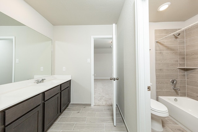 3714 Windswept Dr, Montgomery, TX 77356 - bathroom with toilet, vanity, and bathtub / shower combination