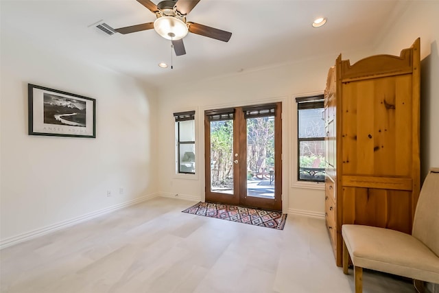 4303 Blossom St, Houston, TX 77007 - foyer entrance with baseboards, recessed lighting, and a ceiling fan