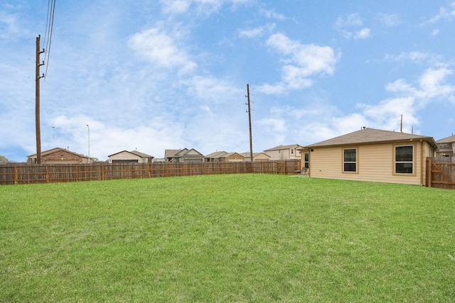 view of yard with a fenced backyard