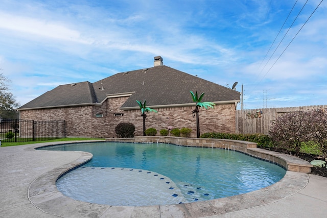 view of pool featuring a fenced in pool, a patio area, and fence