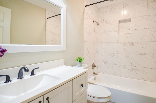 5343 Linda Ln, Katy, TX 77493 - bathroom featuring toilet, vanity, and  shower combination