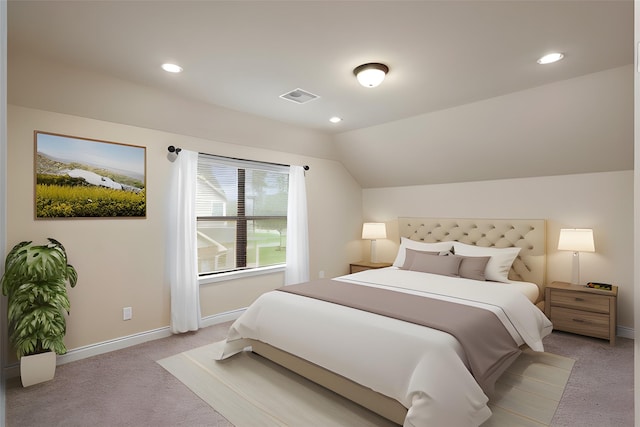 12530 Sharps Ln, Magnolia, TX 77354 - bedroom featuring light colored carpet, baseboards, vaulted ceiling, and recessed lighting