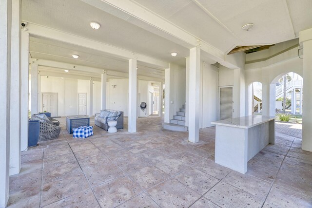 4206 Turks Pt, Galveston, TX 77554 - view of patio featuring stairs
