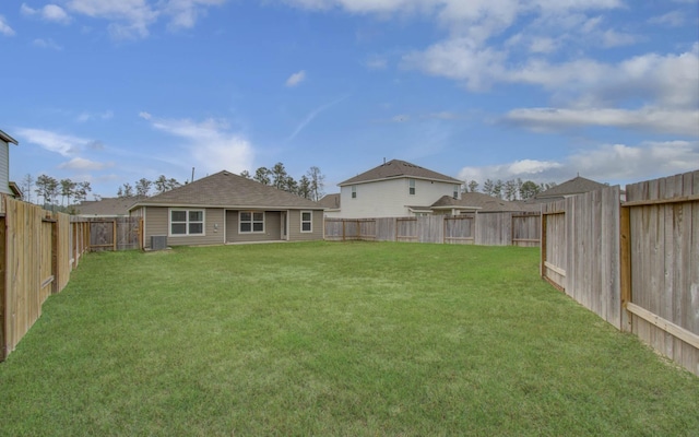 view of yard featuring a fenced backyard