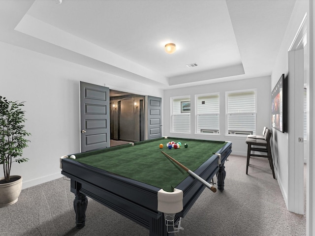 8407 Sheffields Leader, Fulshear, TX 77441 - playroom featuring a raised ceiling, carpet floors, and pool table