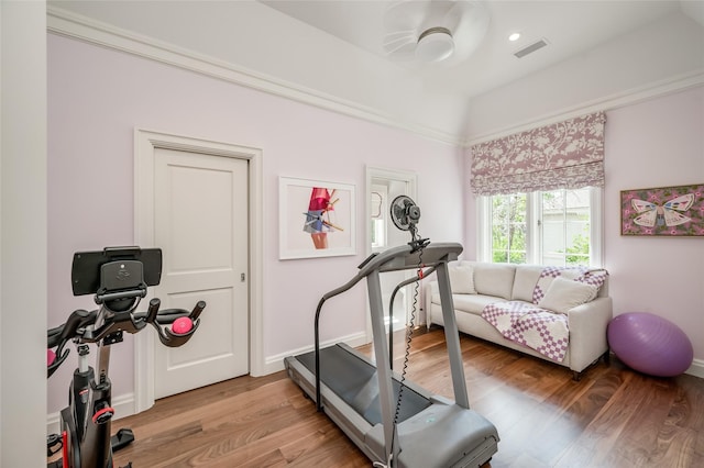 2131 Brentwood Dr, Houston, TX 77019 - workout area featuring light wood-style flooring and baseboards
