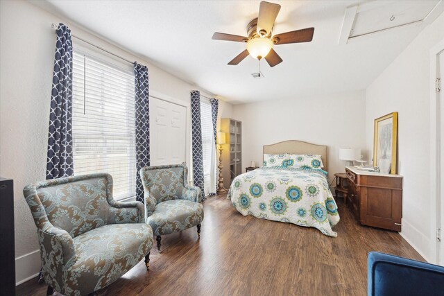 725 Columbus Rd, Sealy, TX 77474 - bedroom featuring ceiling fan and wood finished floors