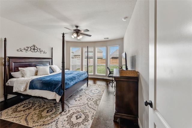 17131 Lumberton Dr, Cypress, TX 77433 - bedroom with dark wood-style floors and a ceiling fan