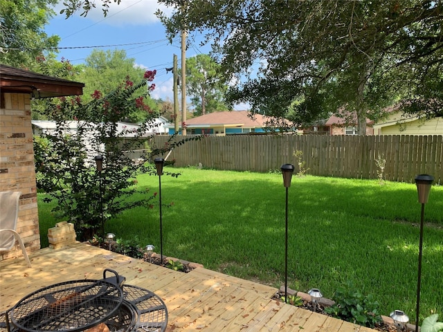 view of yard with a fenced backyard and a patio area