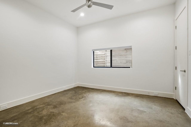 1035 Rutland St, Houston, TX 77008 - empty room with concrete floors, ceiling fan, baseboards, and recessed lighting