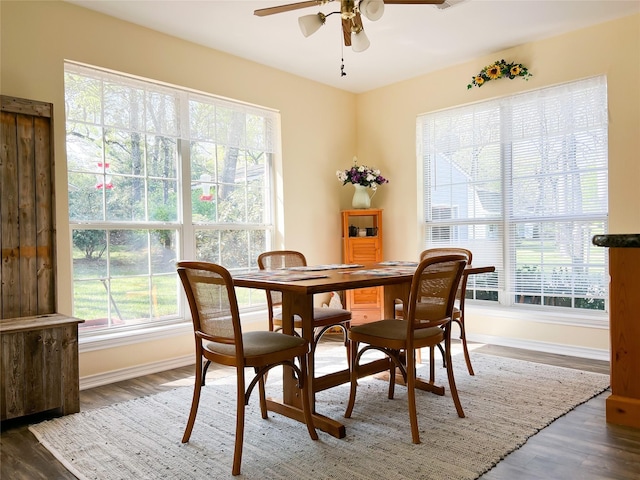 518 Lcr 902, Jewett, TX 75846 - dining area featuring baseboards, wood finished floors, and ceiling fan