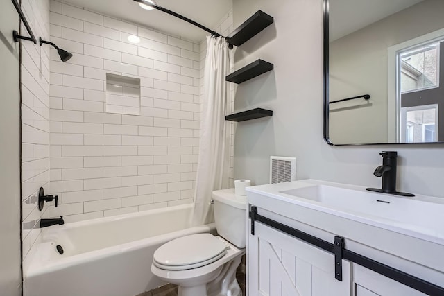 6008 Inwood Dr, Houston, TX 77057 - full bathroom with vanity, toilet, visible vents, and shower / tub combo