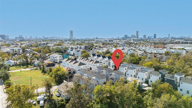 drone / aerial view with a view of city