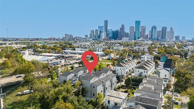 aerial view with a city view
