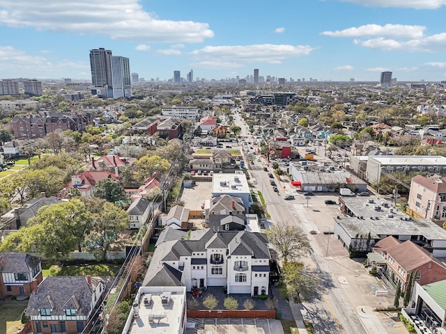 bird's eye view with a city view