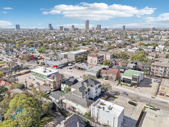 bird's eye view with a city view