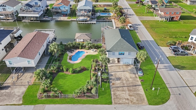 22102 Pecos Dr, Galveston, TX 77554 - bird's eye view with a residential view and a water view