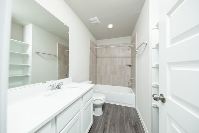3626 Spy Glass Hill Dr, Montgomery, TX 77356 - bathroom with toilet, wood finished floors, vanity, and shower / tub combination