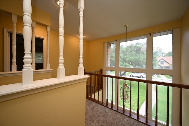 hall featuring carpet floors
