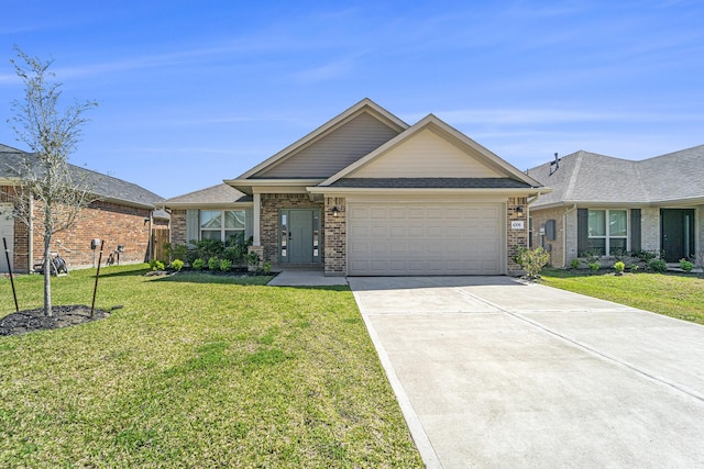 4306 Chadwick Rd, Texas City, TX 77591 - view of front of home featuring brick siding, an attached garage, driveway, and a front lawn