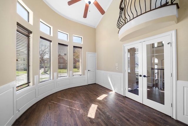 4628 Beech St, Bellaire, TX 77401 - unfurnished sunroom with french doors, vaulted ceiling, and plenty of natural light