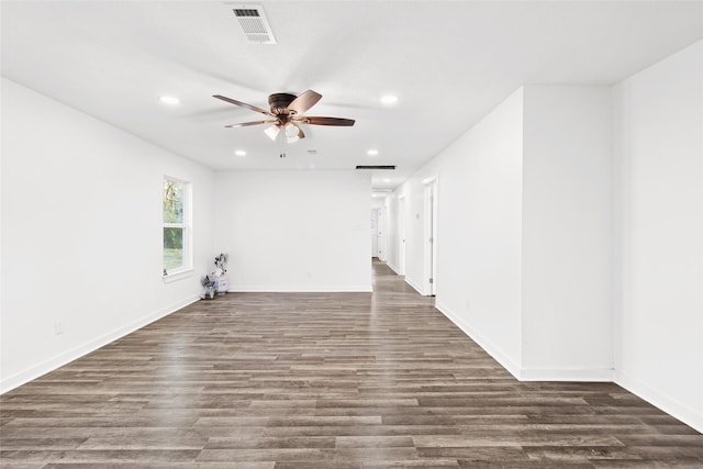 301 Pineland Dr, Trinity, TX 75862 - empty room with recessed lighting, visible vents, dark wood-style floors, and ceiling fan