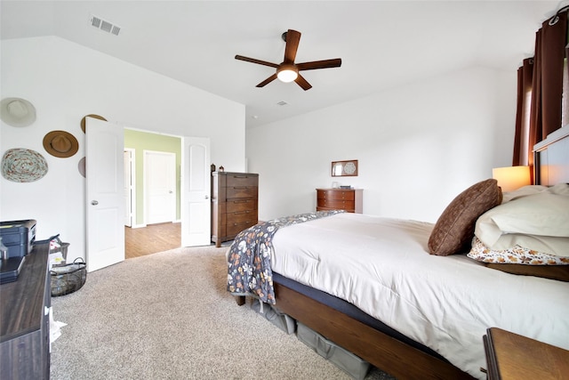 139 Jim Hall Ln, New Waverly, TX 77358 - carpeted bedroom with lofted ceiling and a ceiling fan