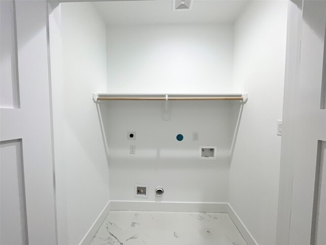 3038 Webster St, Houston, TX 77004 - washroom featuring hookup for a washing machine, laundry area, electric dryer hookup, marble finish floor, and hookup for a gas dryer