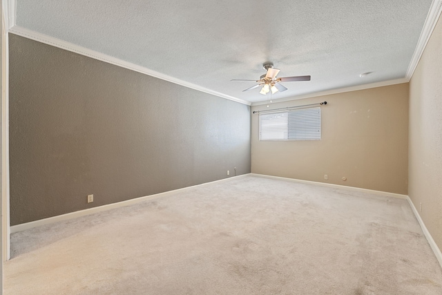 2323 Augusta Dr Unit 36, Houston, TX 77057 - carpeted empty room featuring crown molding, ceiling fan, a textured ceiling, and baseboards