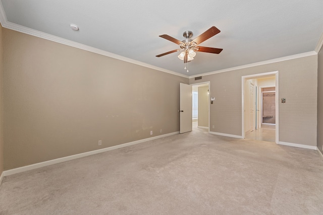 2323 Augusta Dr Unit 36, Houston, TX 77057 - spare room with a ceiling fan, crown molding, light colored carpet, baseboards, and a smoke detector
