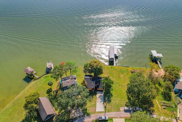 182 Cedar Hill Dr, Livingston, TX 77351 - drone / aerial view featuring a water view