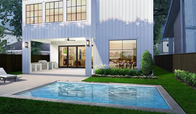2244 N Blvd, Houston, TX 77098 - back of property with a fenced backyard, a patio, a fenced in pool, and area for grilling