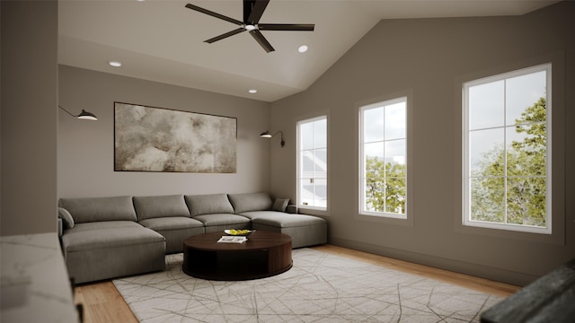 2244 N Blvd, Houston, TX 77098 - living area featuring recessed lighting, light wood-style flooring, and a ceiling fan