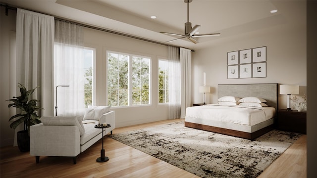 2244 N Blvd, Houston, TX 77098 - bedroom featuring a ceiling fan, wood finished floors, and recessed lighting